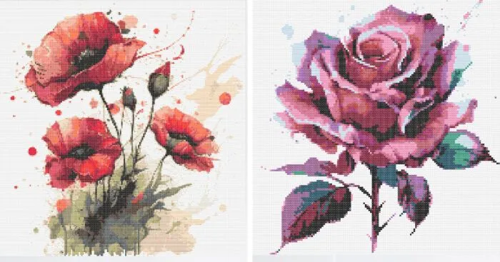 I Created Various Floral Cross Stitch Patterns (15 Pics)