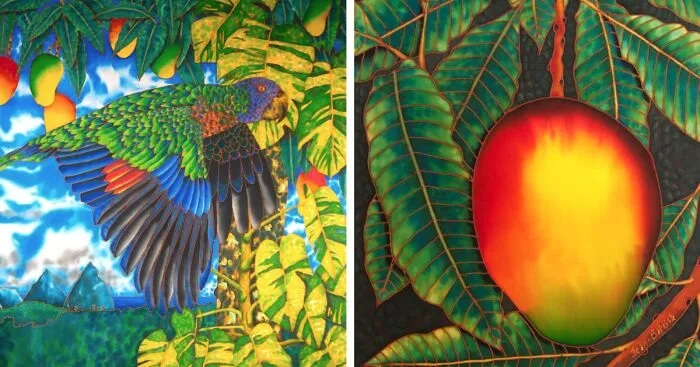 I Make Mango And Tropical-Inspired Drawings On Silk (7 Pics)