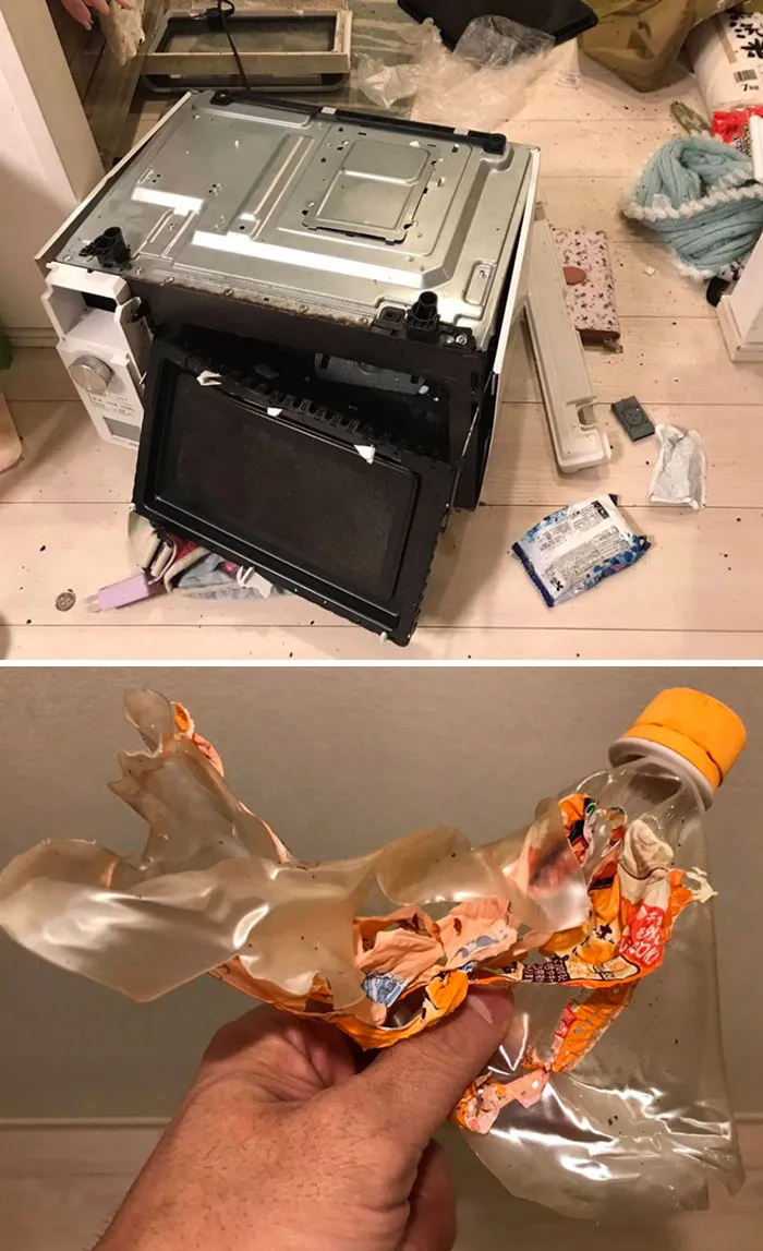 When Your Kid Puts A Plastic Bottle In The Microwave And It Explodes