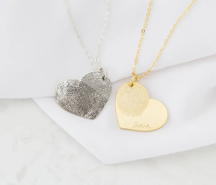 Silver Handwriting Custom Fingerprint Jewelry