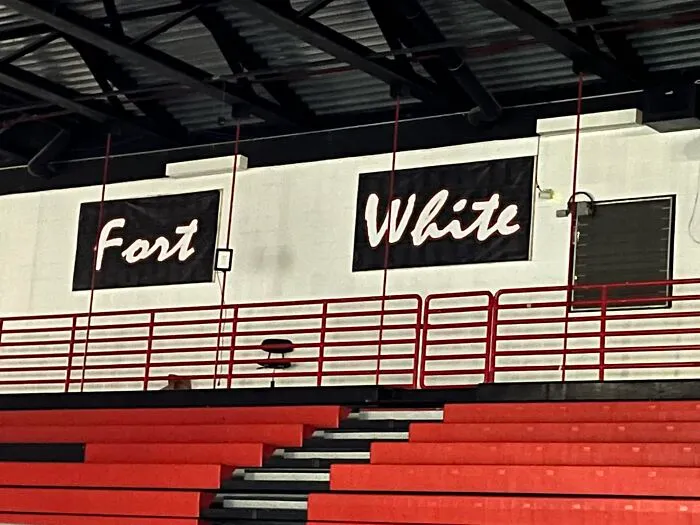I Guess It's More Font Choice, But The High School That My Girlfriend Teaches At Is Fort White High School, But All I See Is Fart White In Their Gym