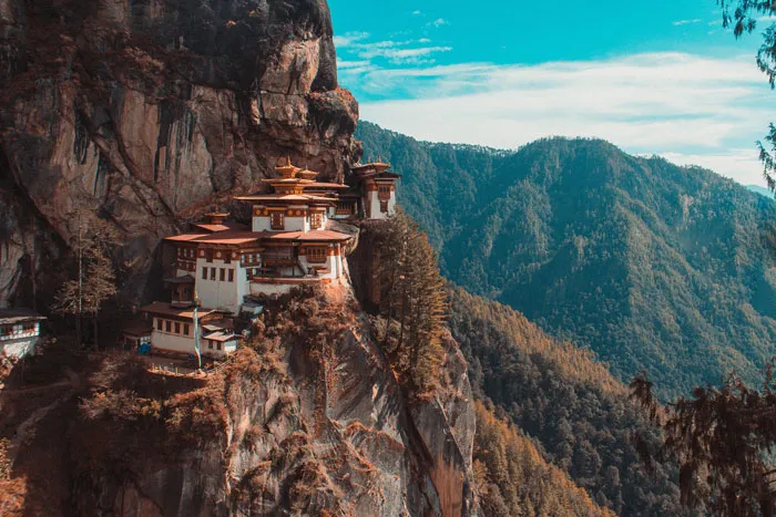 Buildings on the rocky mountains 
