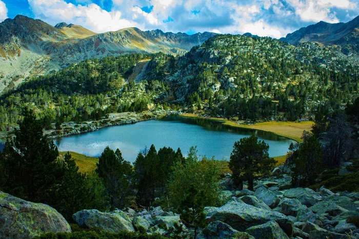Mountains and the lake of Andora 