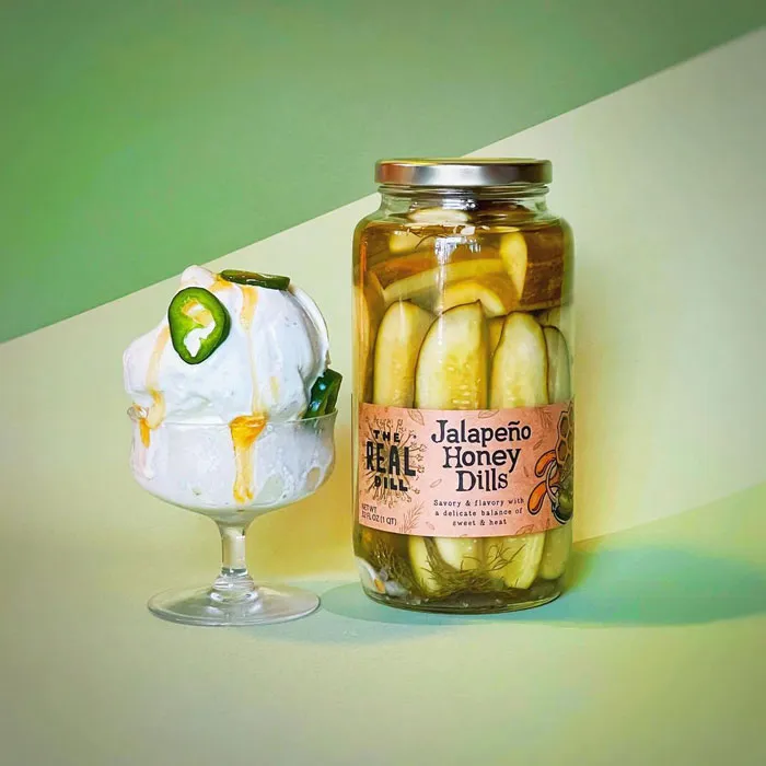 Ice cream next to the pickles  
