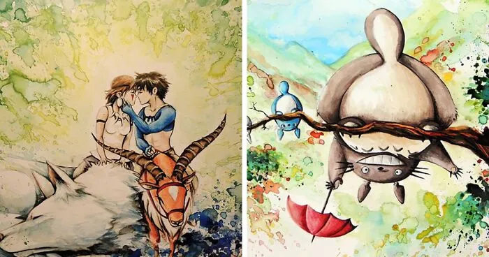 This Artist Reimagines Studio Ghibli Movies Into Stunning Watercolor Paintings, And Here Are 14 Of Them