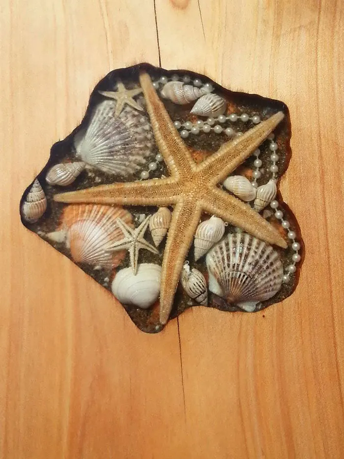 14 Ingenious Solutions For Cracked Tables To Be Filled With Seashells, Stones, And Starfish By Woodcraft By Design