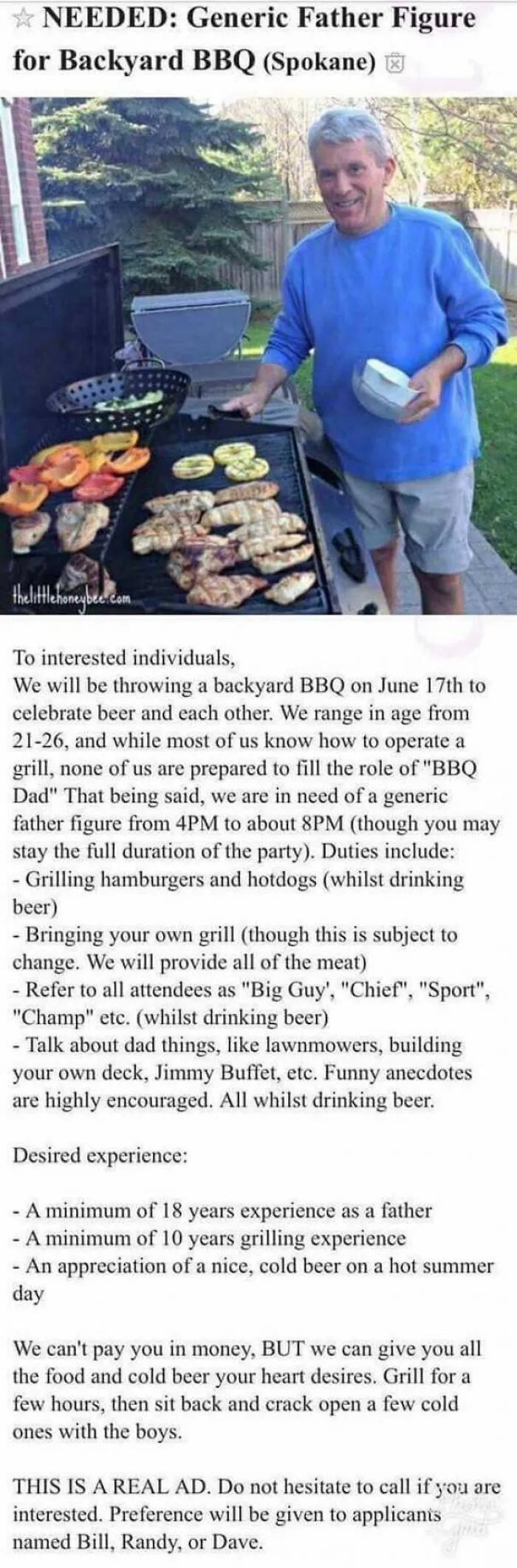BBQ Dad Needed