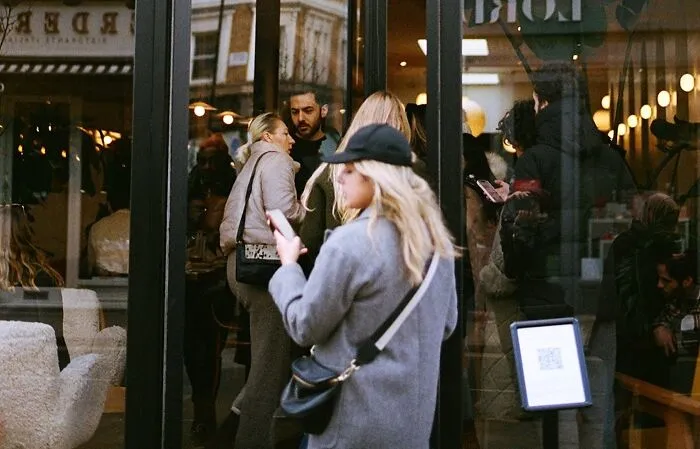 People walking in the restaurant 