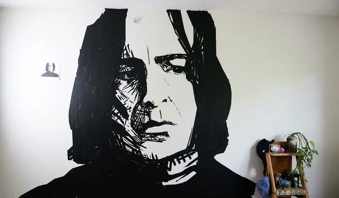 I Created Snape Out Of Painter’s Tape On My Bedroom Wall