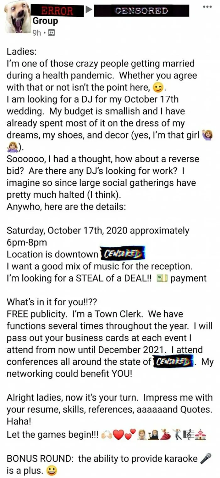 Covid Bride Town Clerk Wants You To Lowball Yourself For Some Free Publicity At Budget Meetings
