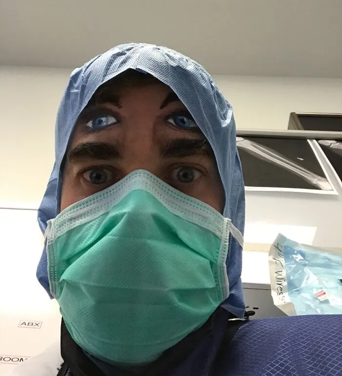 I Work In An Operating Room And We Had A Face Painter Come Into Work. This Is What Patient See As They Are Coming Out Of Anesthesia