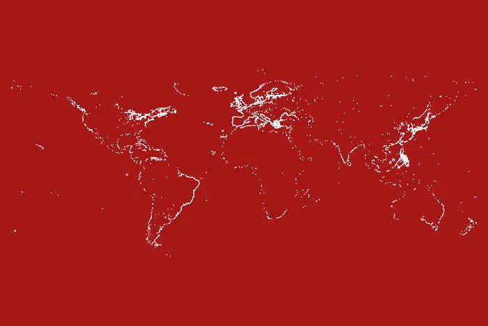 Contorno del mundo mediante la cartografía de todos los faros (Fuente: Osm, Oc)