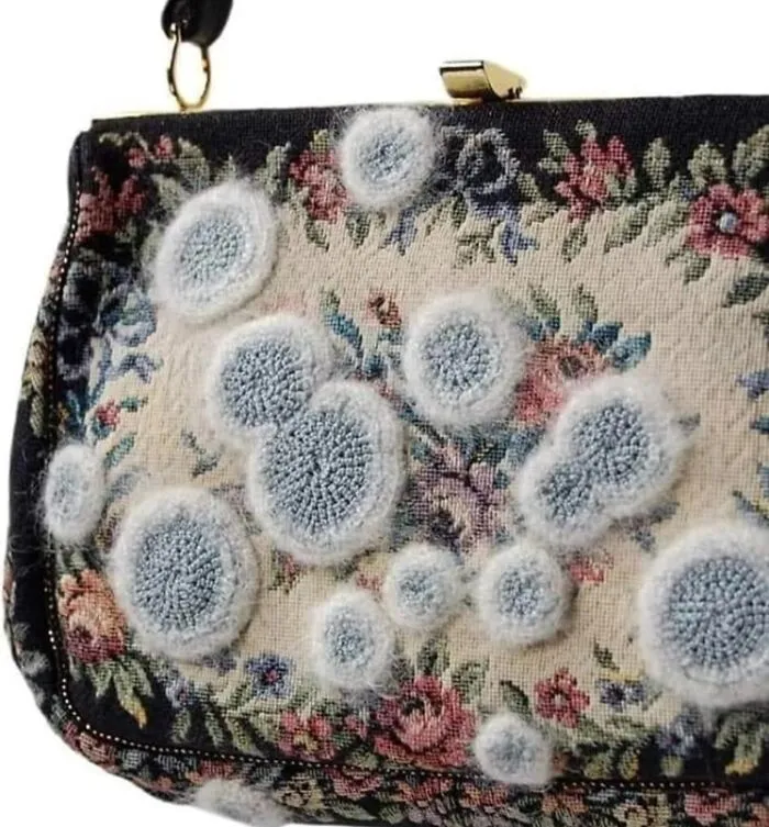 Crocheted Mold On Vintage Handbags.  It’s Well Executed But … Why Oh Why?