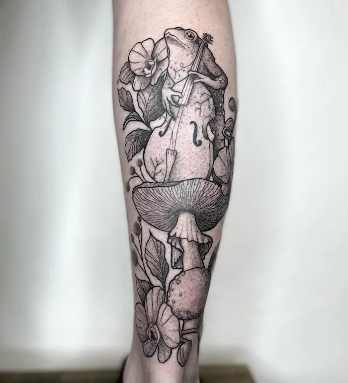 Frog Playing Music Tattoo