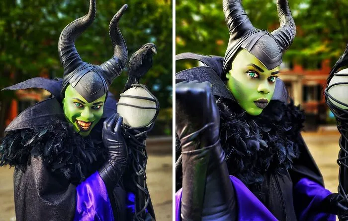 Person cosplaying Maleficent