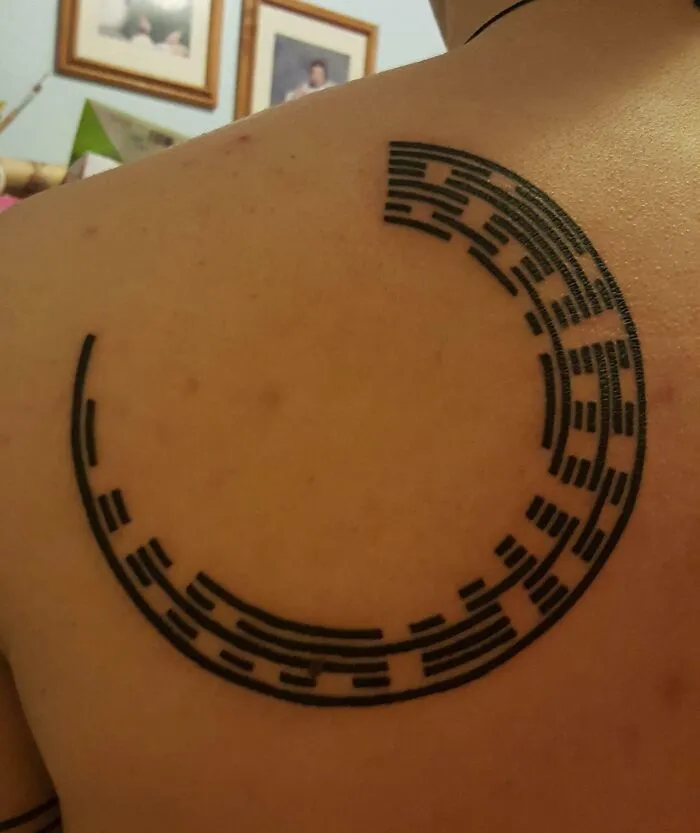 Family's Name In Morse At Daddy Jacks Body Art Studio In Keller, TX By Brandon Ellis