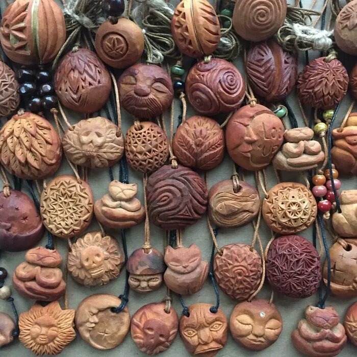 Carved Avocado Pits Art , Me , 2019