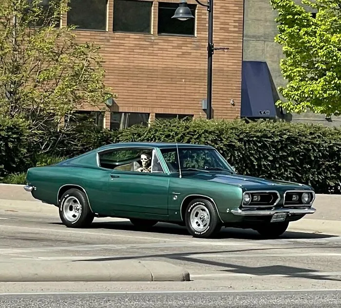 This Guy Has A Skeleton In His Passenger Seat