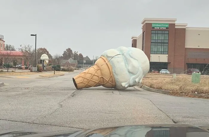 This Ice Cream Cone Rolling Down The Road