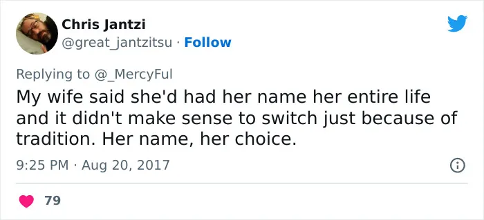 "I'd Really Like To Hear The Reasoning Behind Women Who Won't Take Their Husband's Last Name" (28 Answers)