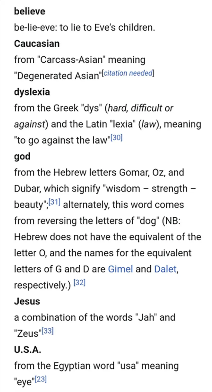 Interesting Take On English Word Etymologies