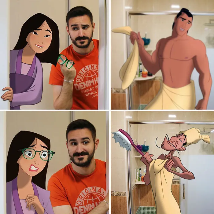 Guy Proves There's No Limit To Creativity By Photoshopping Classic Disney Characters Into His Everyday Life (21 New Pics)