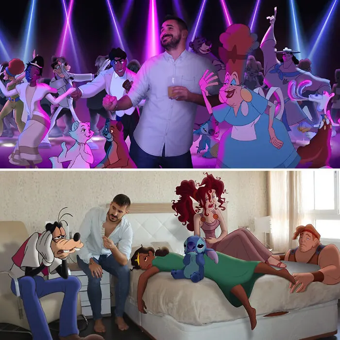 Guy Proves There's No Limit To Creativity By Photoshopping Classic Disney Characters Into His Everyday Life (21 New Pics)