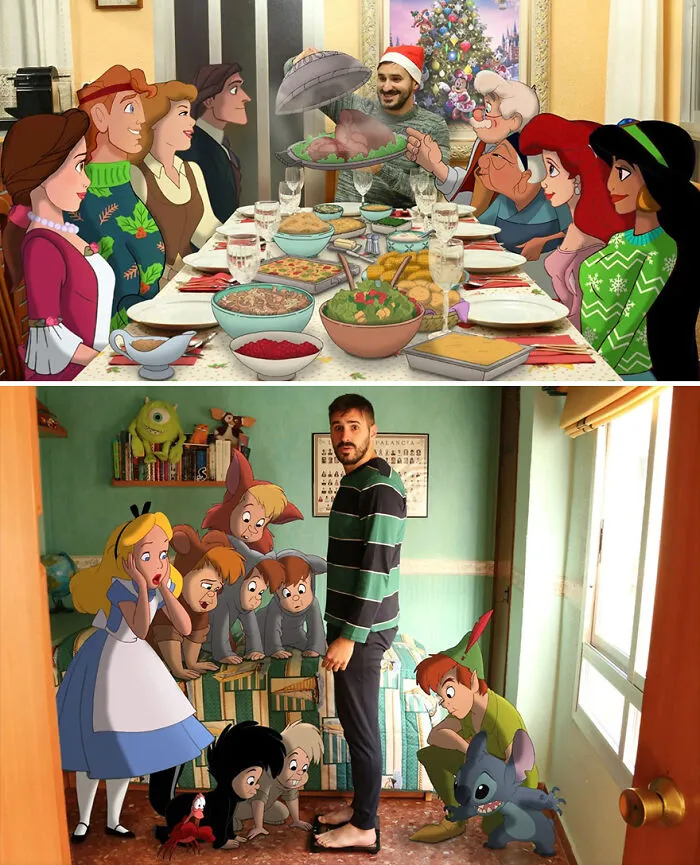 Guy Proves There's No Limit To Creativity By Photoshopping Classic Disney Characters Into His Everyday Life (21 New Pics)