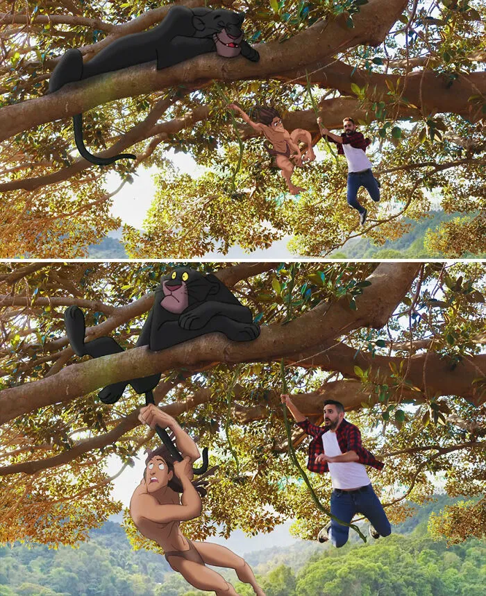 Guy Proves There's No Limit To Creativity By Photoshopping Classic Disney Characters Into His Everyday Life (21 New Pics)