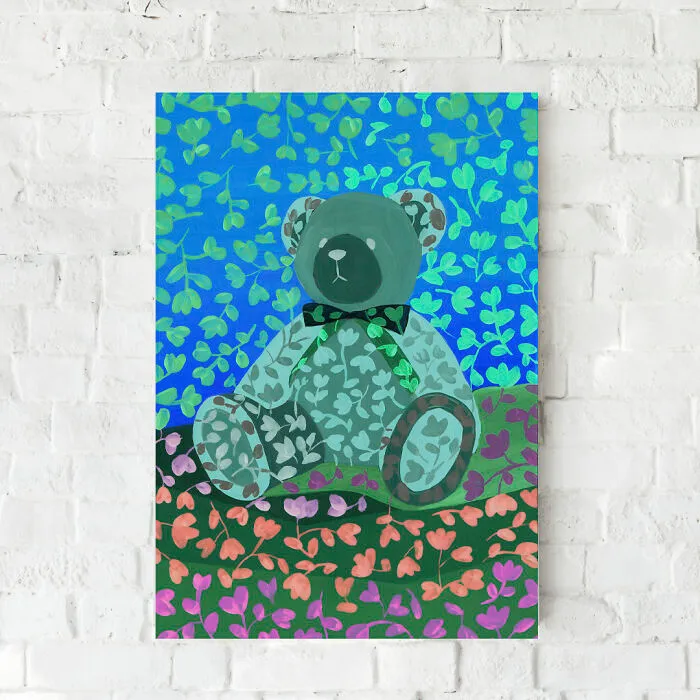 Neon Art Print Teddy Bear