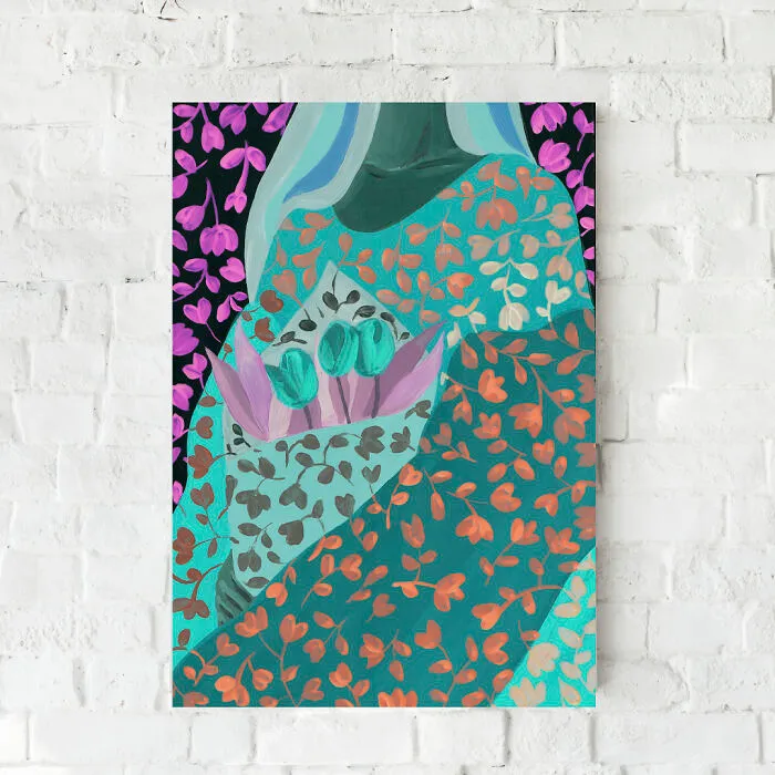 Neon Art Print Spring Flowers