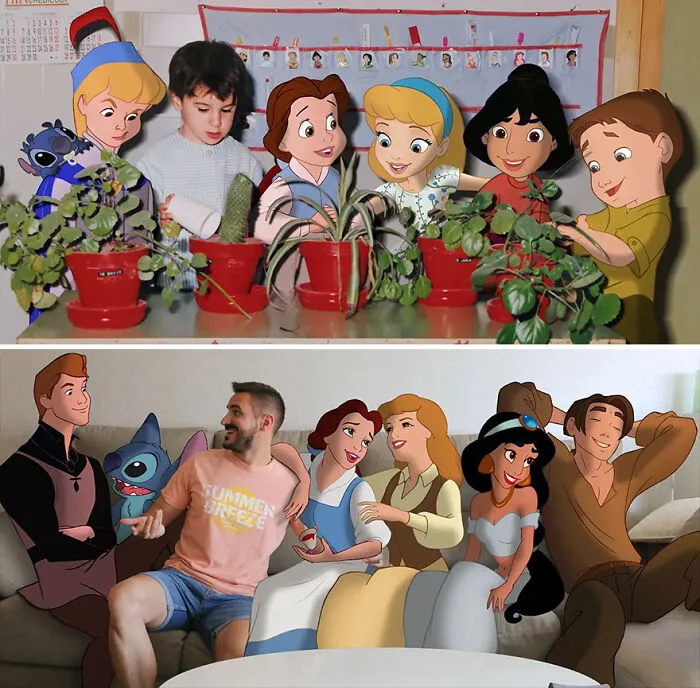 Guy Proves There's No Limit To Creativity By Photoshopping Classic Disney Characters Into His Everyday Life (21 New Pics)