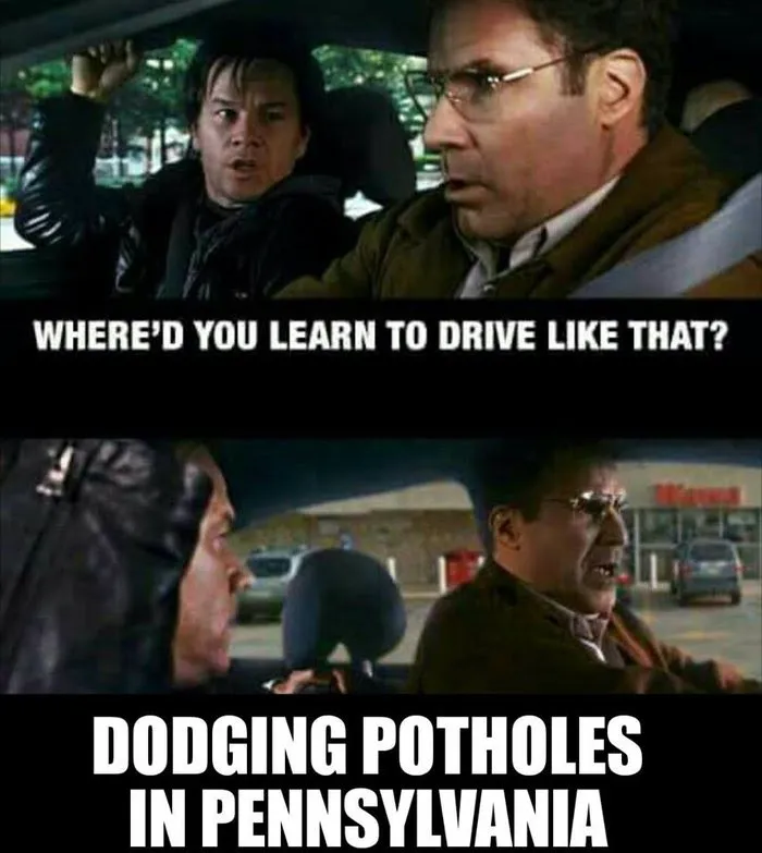 I'm Waiting For The Day I Get Pulled Over For Swerving And Explaining This Is The Pattern I Always Drive In Because Pa Hates My Car