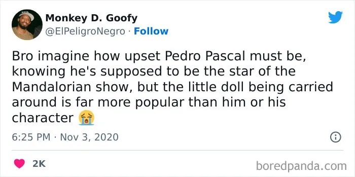 Upset Pedro Pascal knowing he's supposed to be the star of the Mandalorian show meme