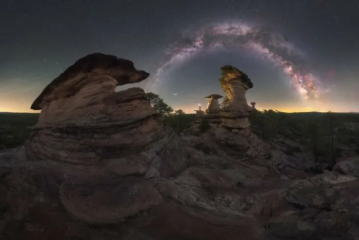 “Milky Way Over Cuenca’s Hoodoos” – Luis Cajete