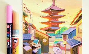 I Made 20 Images Using Acrylic Markers That Showcase The Places I Visited In Japan
