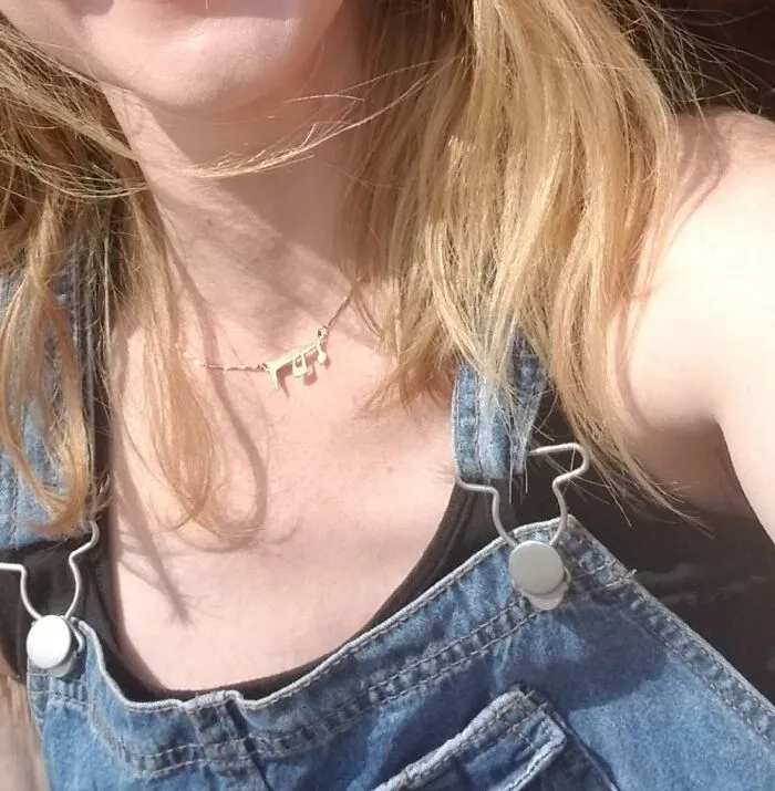 This Necklace Says My Middle Name, Which Means "Reborn" In Hebrew
