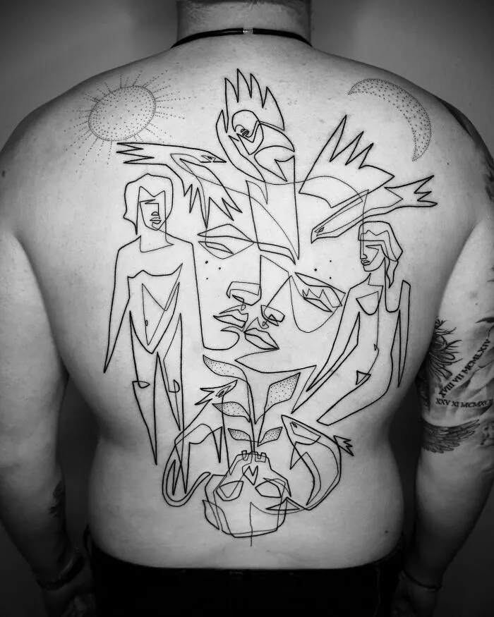 This Artist Creates Captivating Tattoos Using A Single Line (35 Pics)