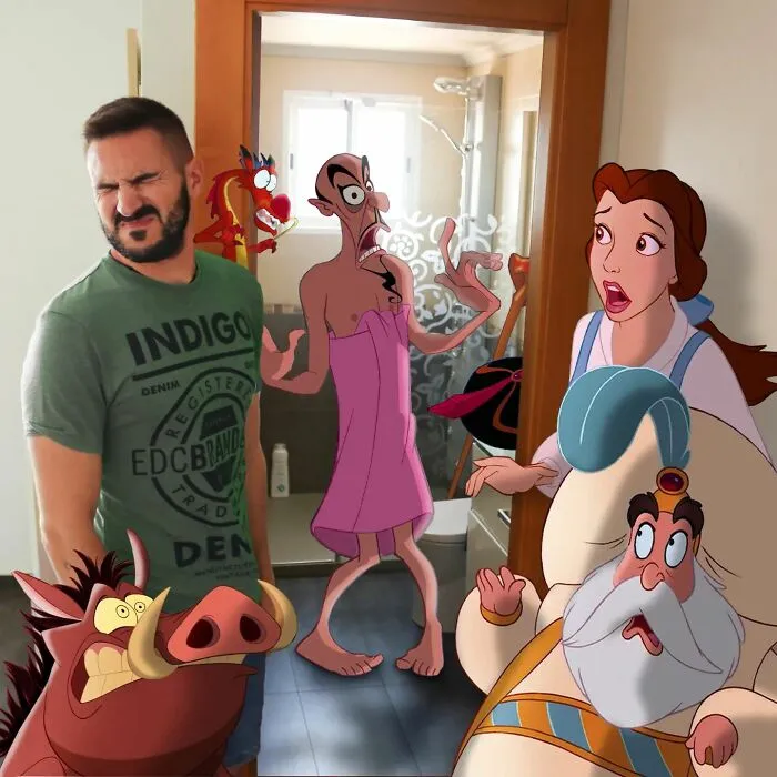 Guy Proves There's No Limit To Creativity By Photoshopping Classic Disney Characters Into His Everyday Life (21 New Pics)