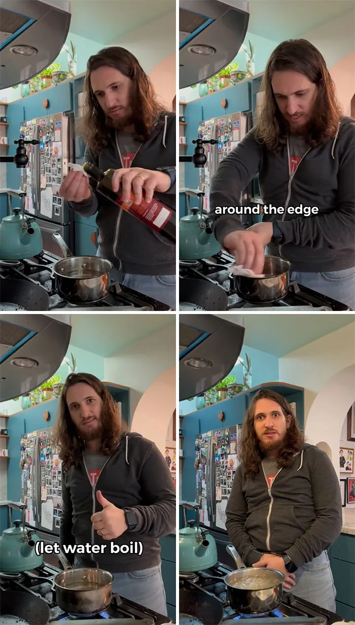 Cooking Oil Around The Rim Of The Pot Stops It From Boiling Over