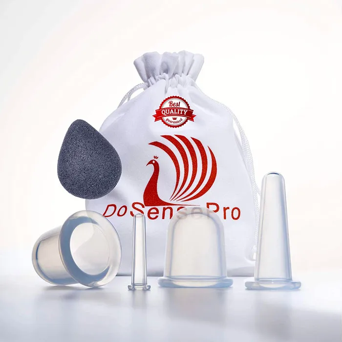 a facial cupping set on the background of a branded bag