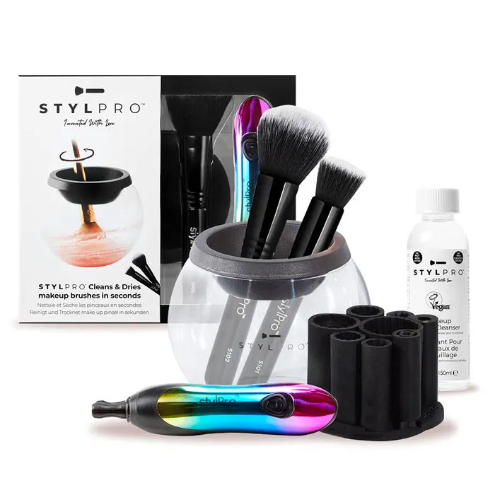 brush cleaner with brushes on the background of the box