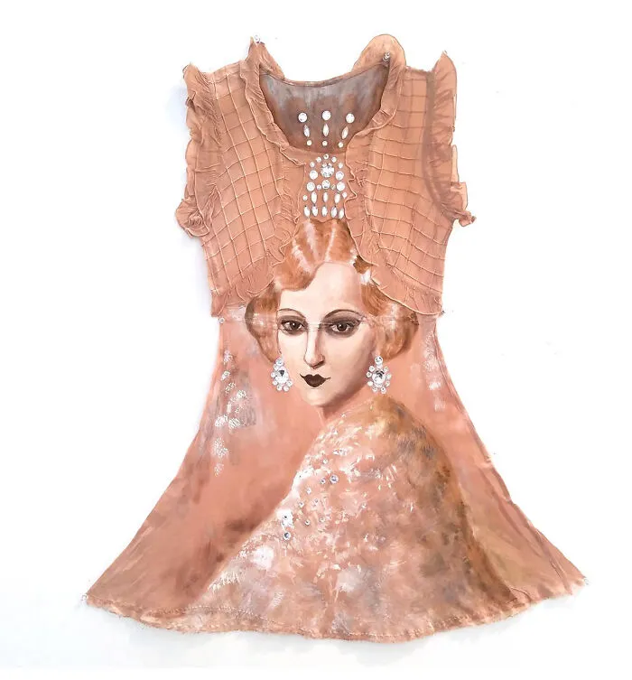 "Silent Siren",  Painted Vintage Dress