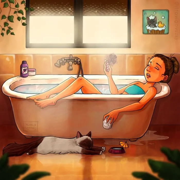 Artist Illustrates What Everyday Life With Her Cat Is Like (30 New Pics)