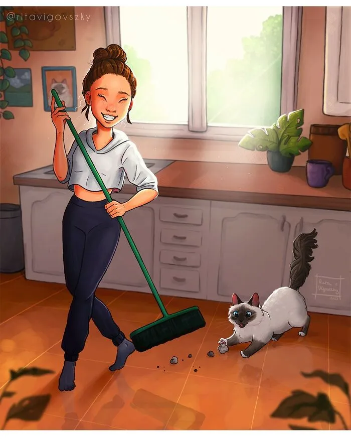 Artist Illustrates What Everyday Life With Her Cat Is Like (30 New Pics)