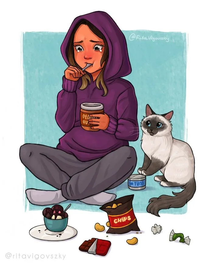 Artist Illustrates What Everyday Life With Her Cat Is Like (30 New Pics)
