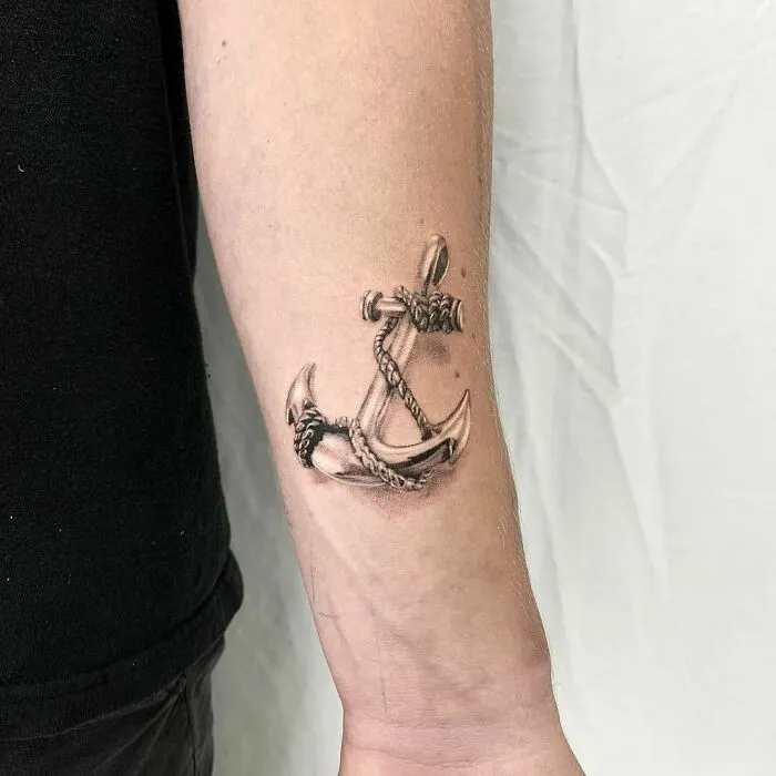 Chrome Anchor Wrist Tattoo