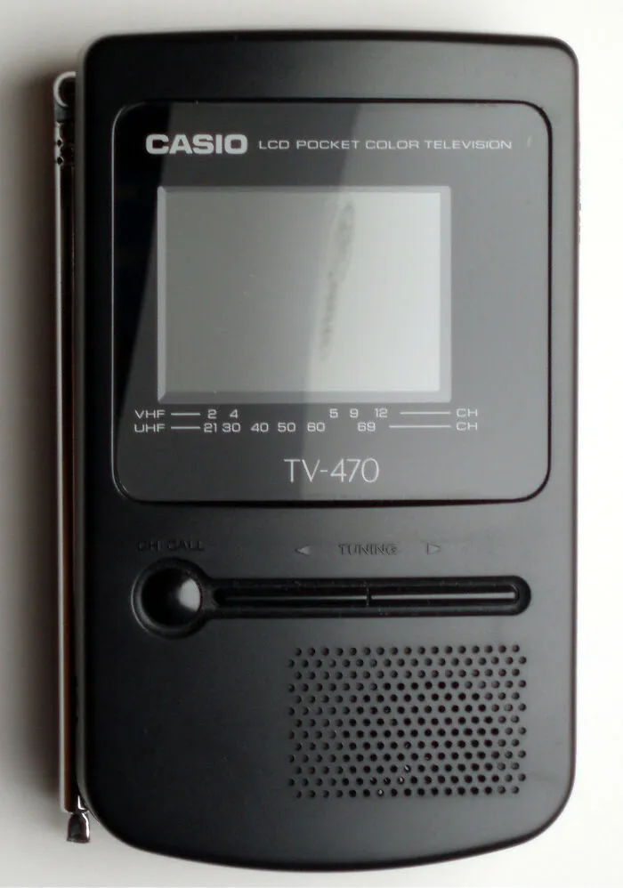 Casio LCD pocket color television TV-470, an old gadget that was a trendsetter in portable electronics.