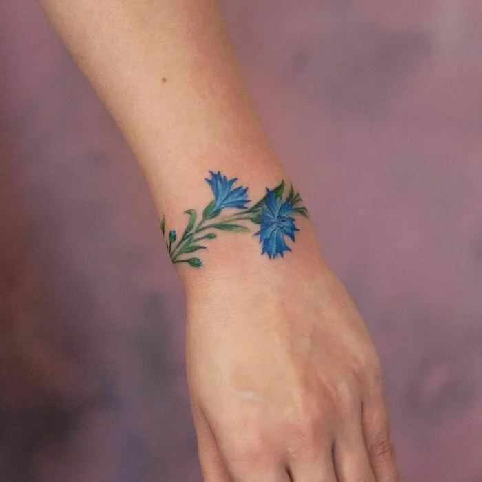 Cornflower Bracelet Wrist Tattoo