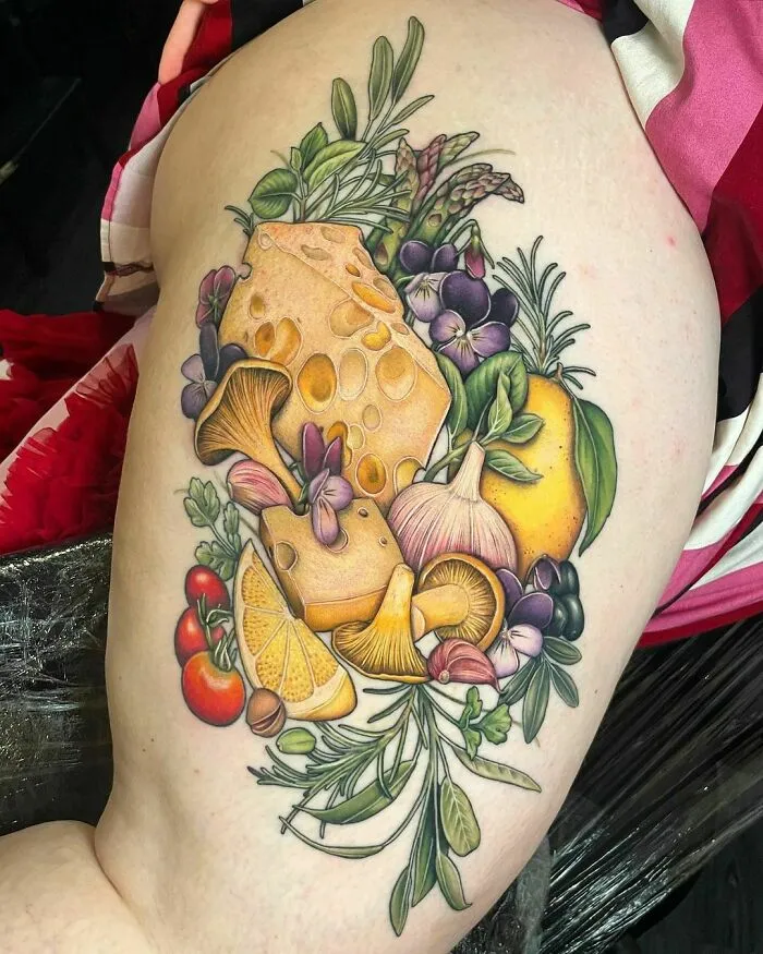 Heese And Left Mushroom Fresh But The Rest Is Perfectly Healed
